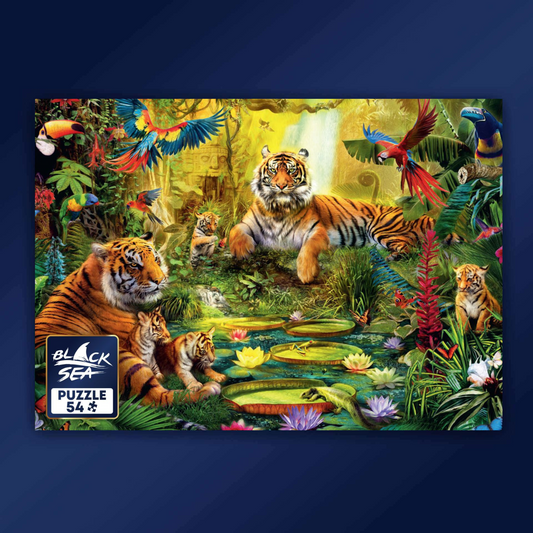 Black Sea Mini Puzzle 54 pices - Tiger Family in the Jungle