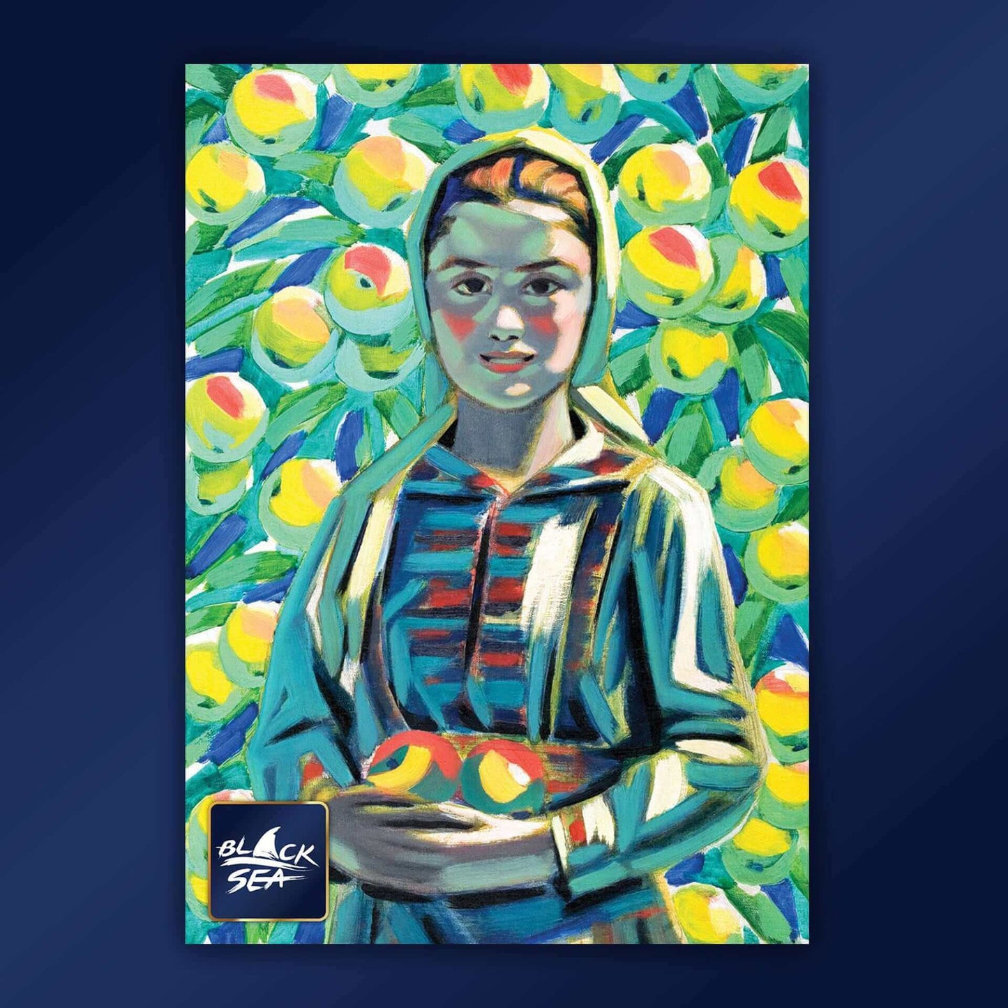 Puzzle Black Sea Premium 1000 pieces - A Maiden with Apples, A Maiden with Apples, one of Vladimir Dimitrov 'Maystora's most famous paintings, is a great example of his bright, distinctive individual style. The figure of the young maiden on the verge of w